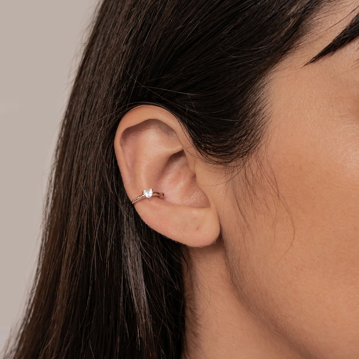 Ear Cuff Cœur Zircon Argent Sterling
