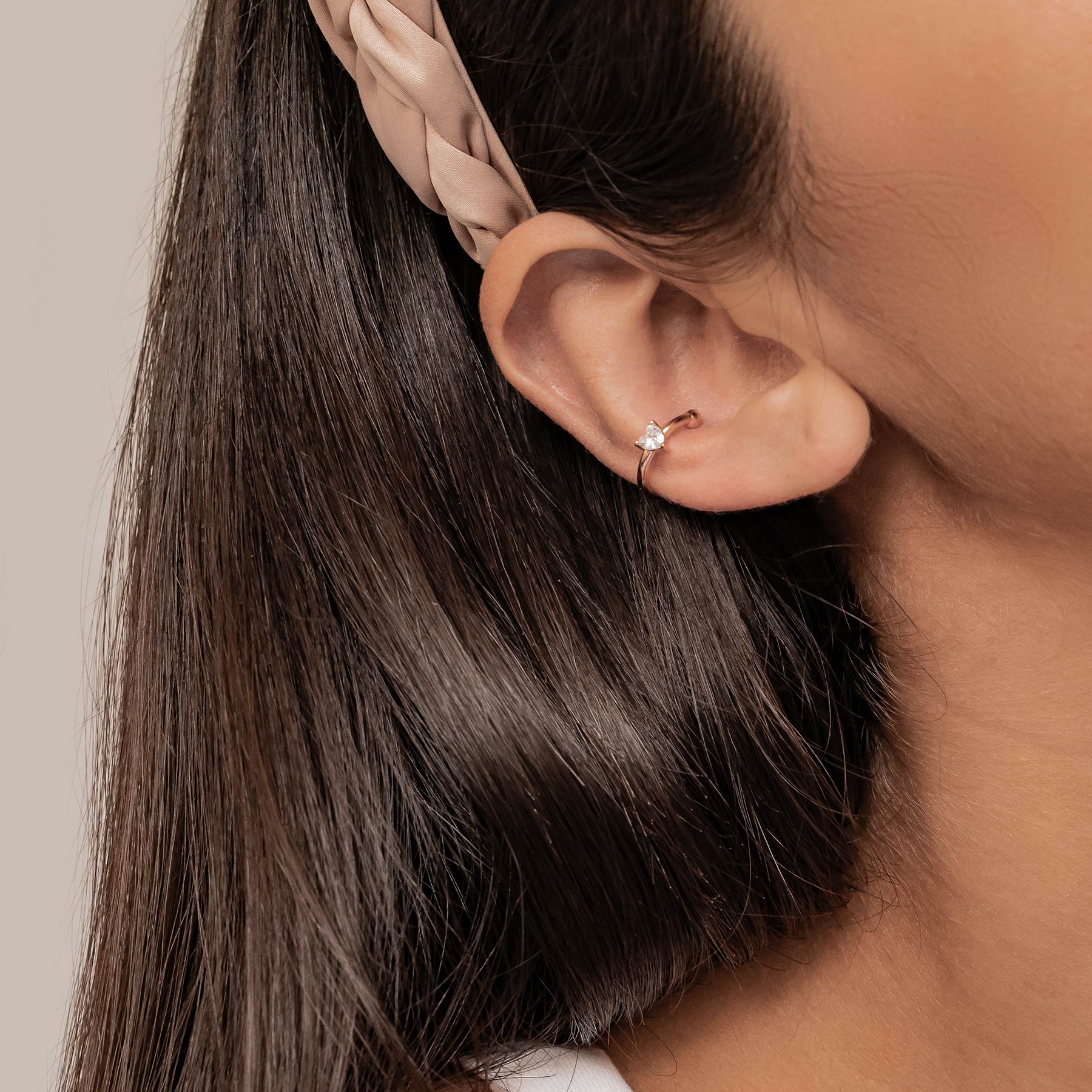 Diamond Heart Ear Cuff Sterling Silver