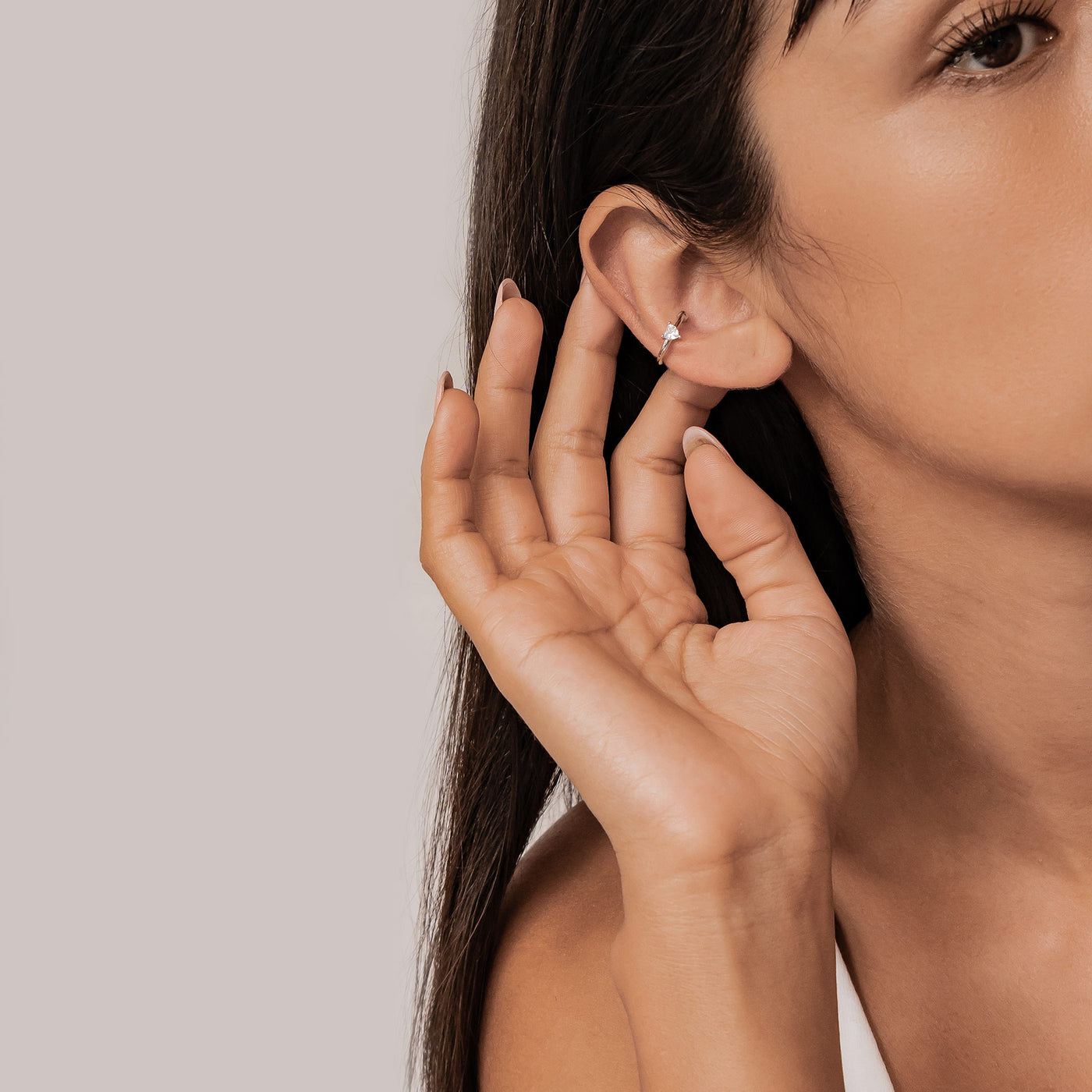 Diamant-Herz Ear Cuff – 925er Sterlingsilber
