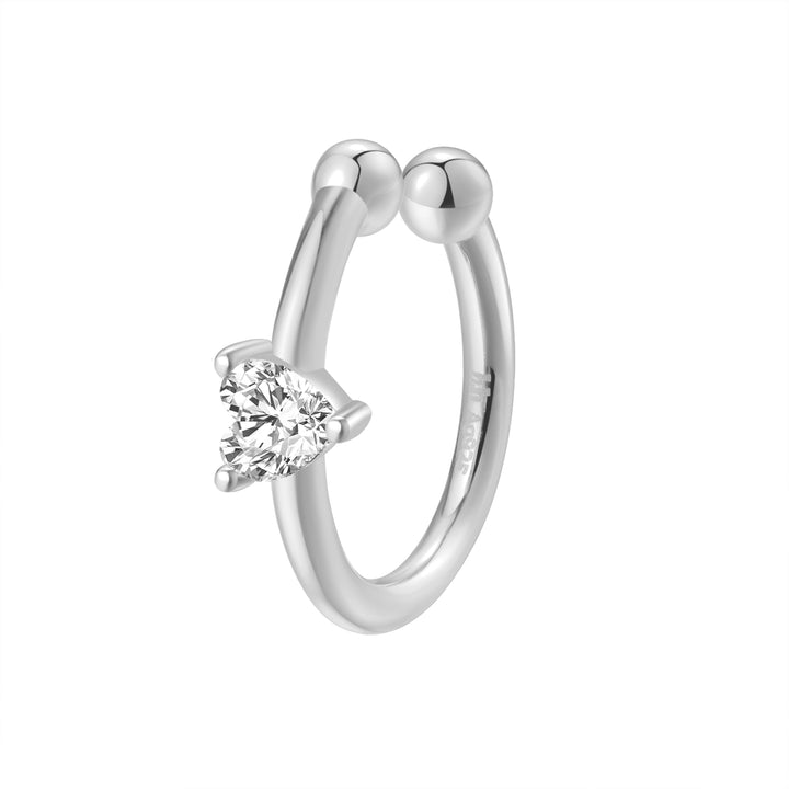 Ear Cuff Cœur Diamant Sterling Argent