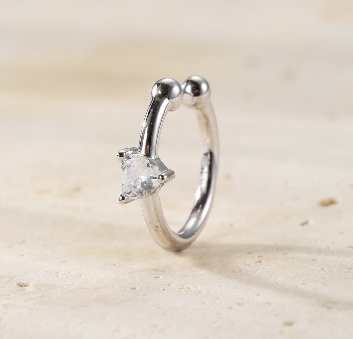 Diamant-Herz Ear Cuff – 925er Sterlingsilber