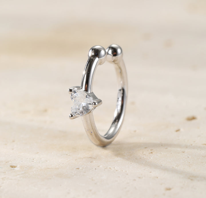 Ear Cuff Cœur Zircon Argent Sterling