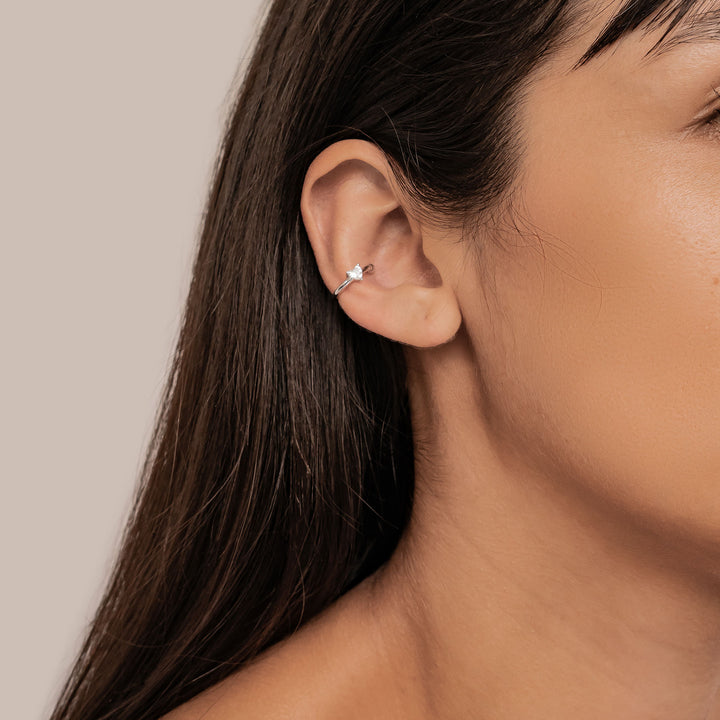 Ear Cuff Cœur Zircon Argent Sterling