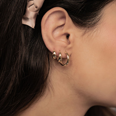 Dome Trio Hoop Earring Set Sterling Silver