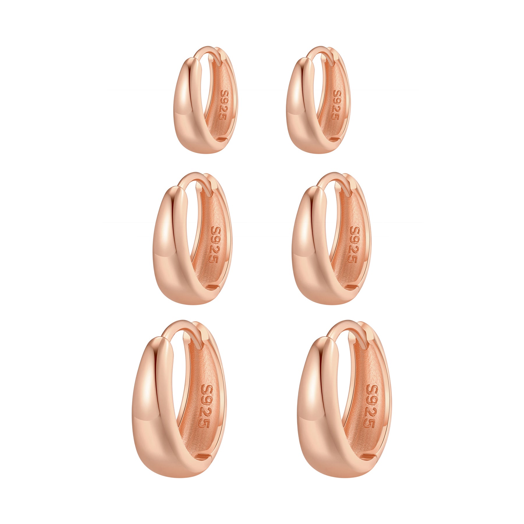 Dome Trio Hoop Earring Set Sterling Silver