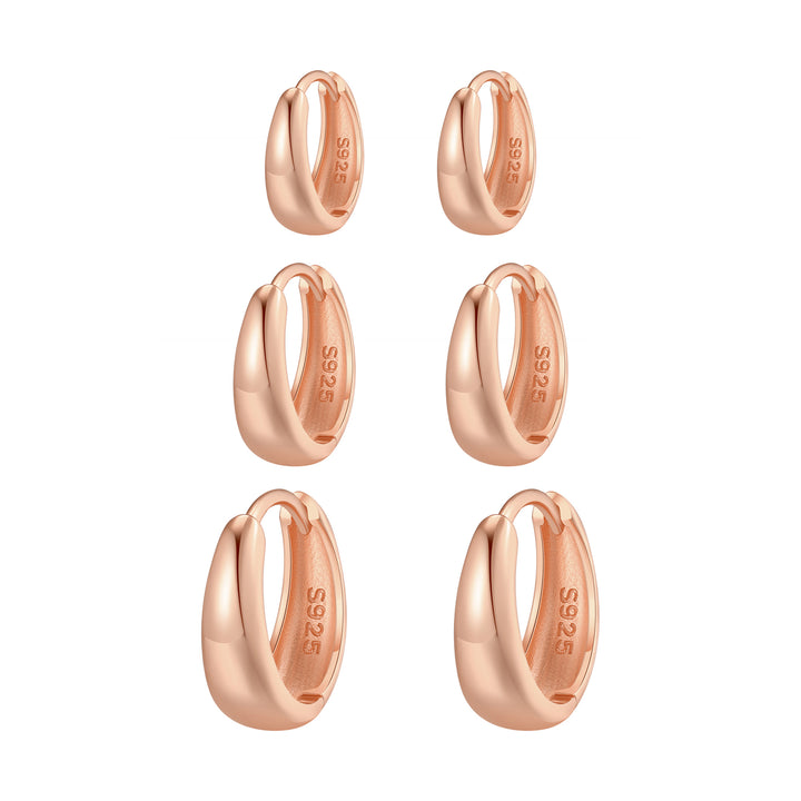 Dome Trio Hoop Earring Set Sterling Silver