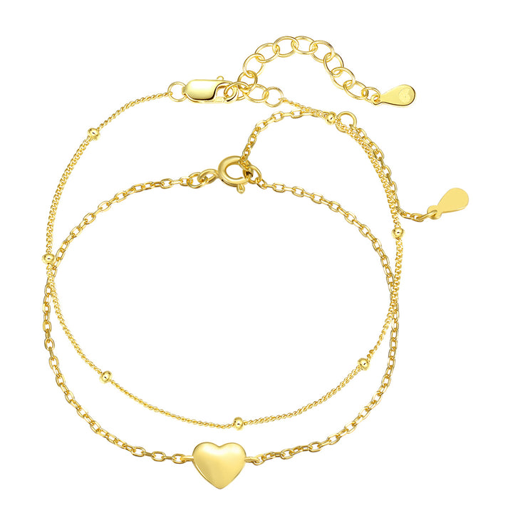 Doppelketten Armband mit Herz Sterling Silber