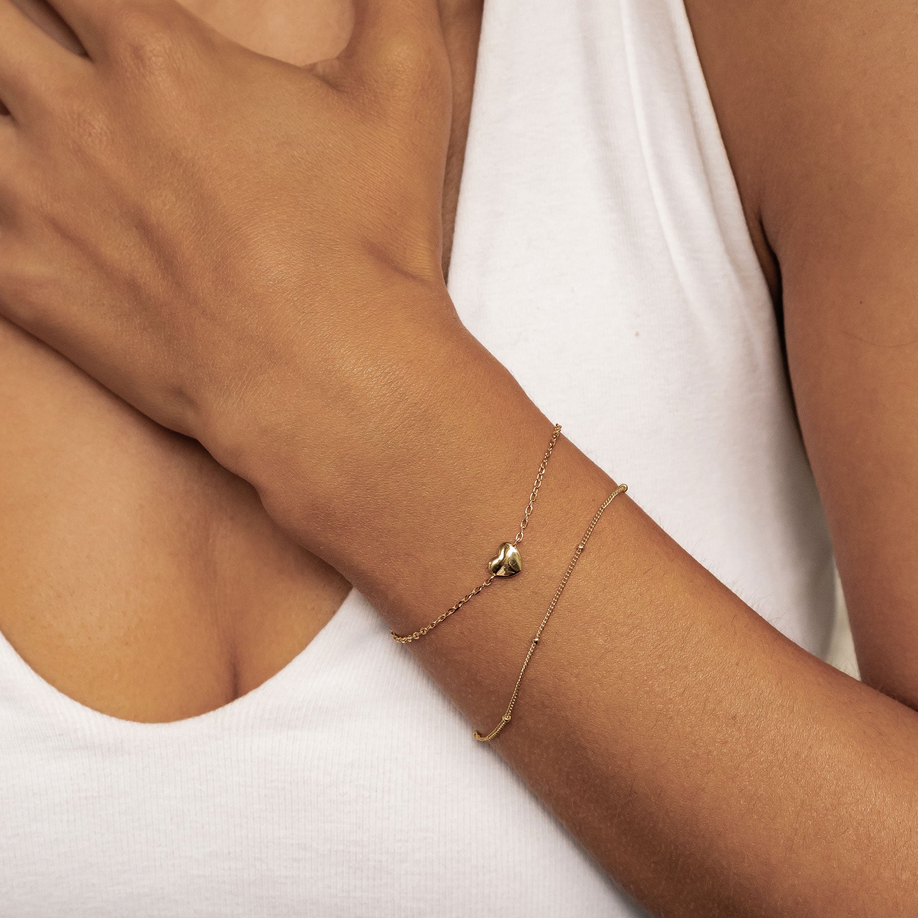 Double Chain Heart Bracelet Sterling Silver