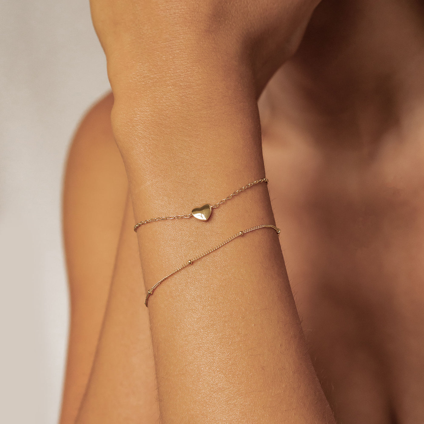 Double Chain Heart Bracelet Sterling Silver