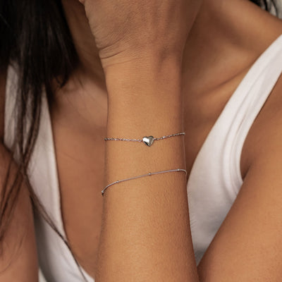 Double Chain Heart Bracelet Sterling Silver