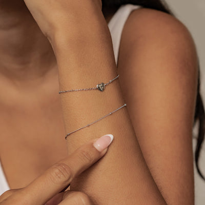 Double Chain Heart Bracelet Sterling Silver