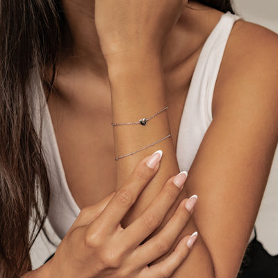 Double Chain Heart Bracelet Sterling Silver