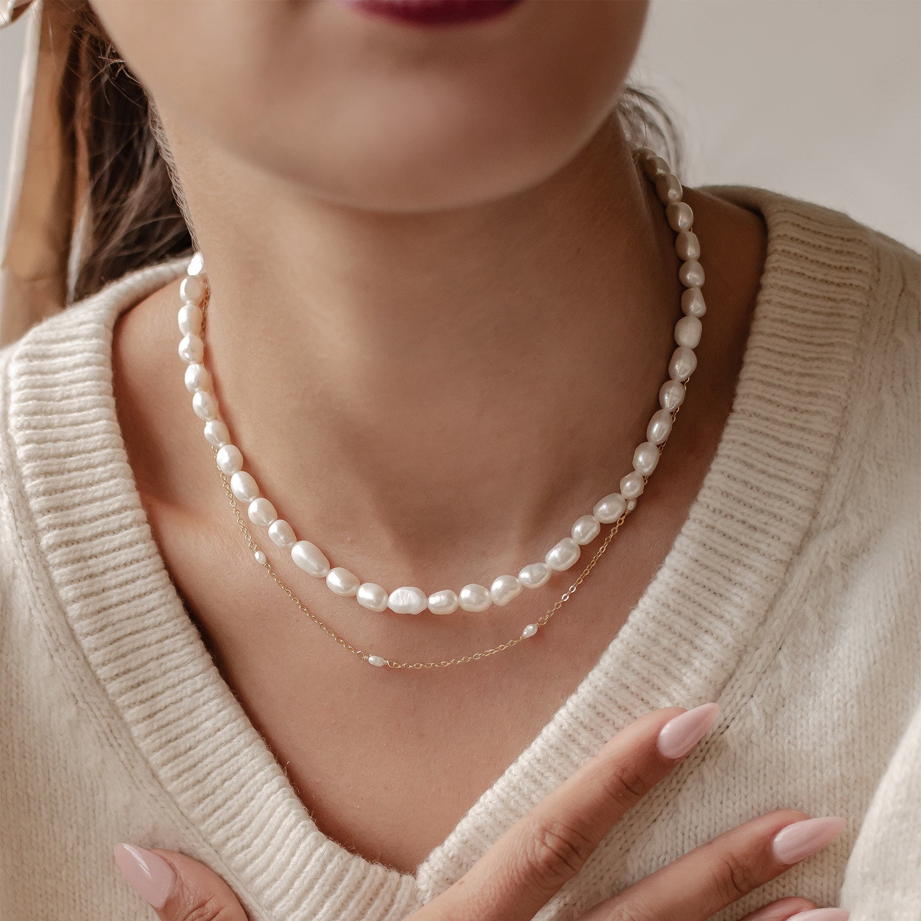 Double Grace Perlenketten Set aus Sterlingsilber