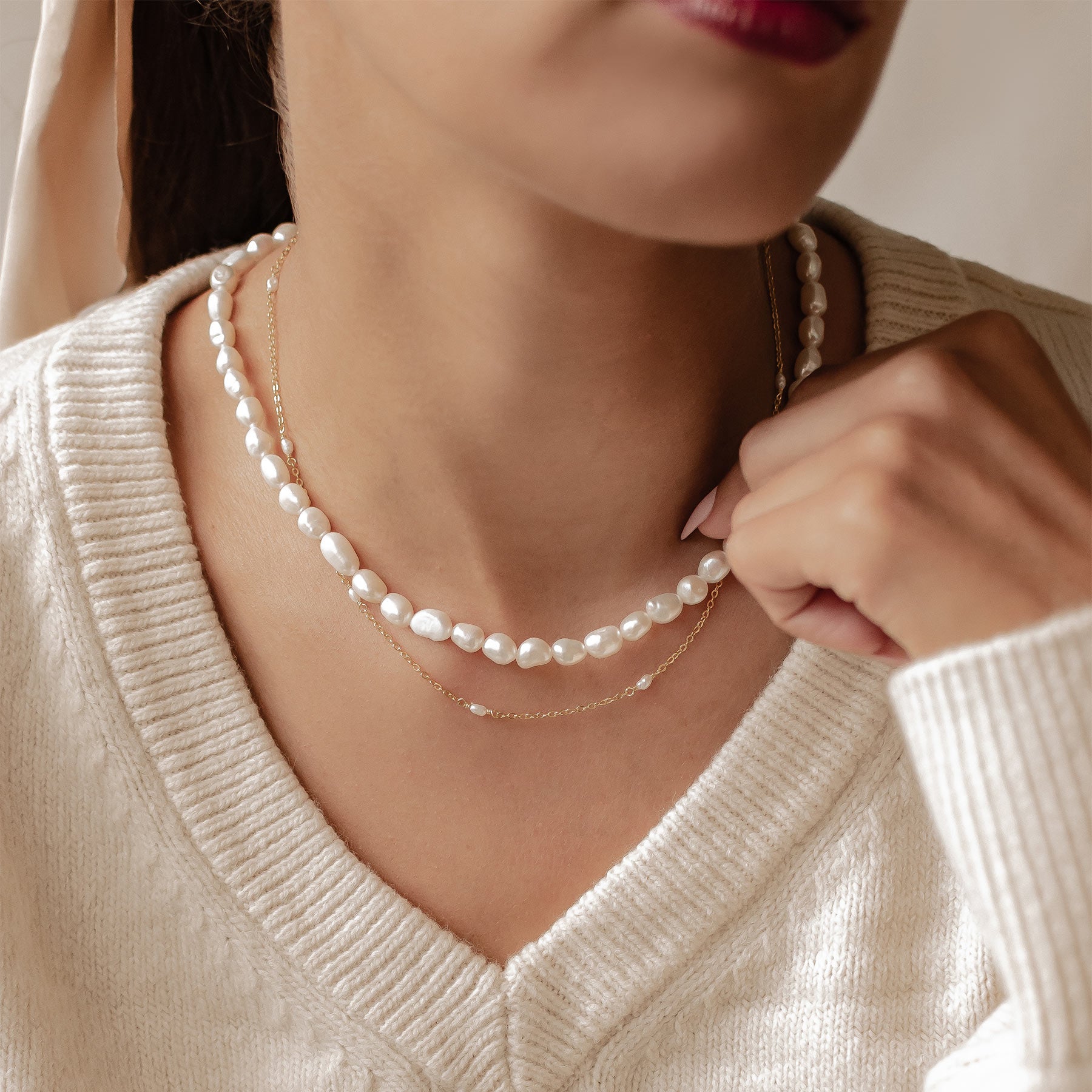 Double Grace Perlenketten Set aus Sterlingsilber