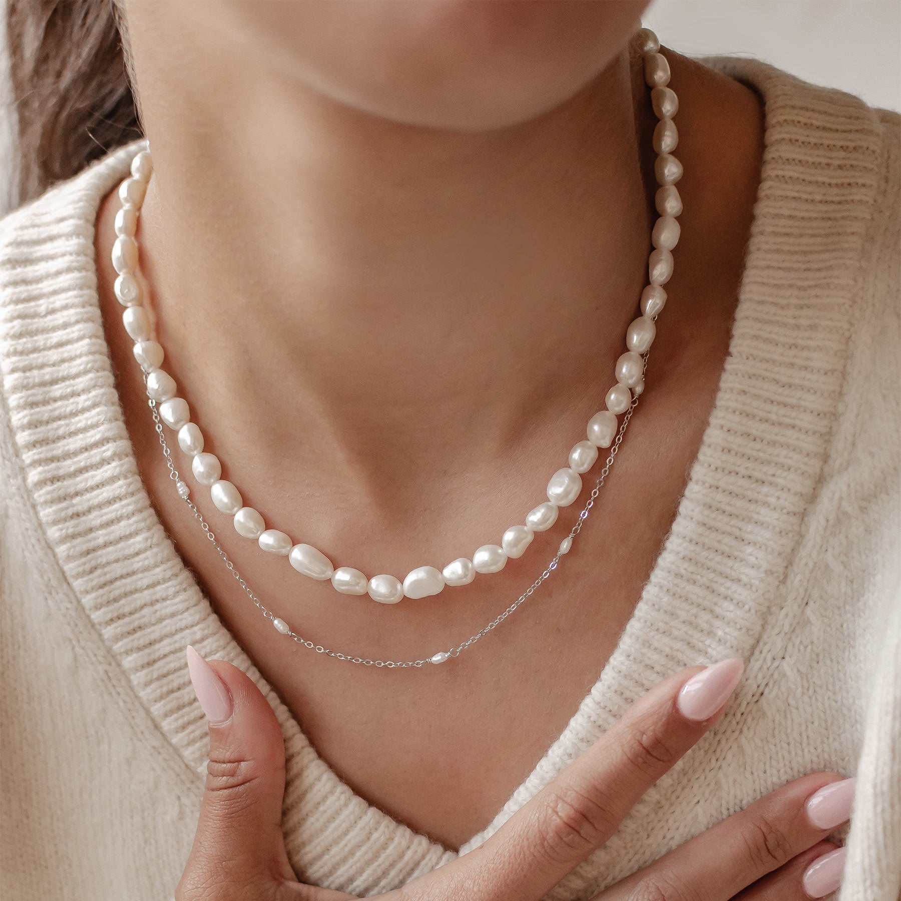 Double Grace Perlenketten Set aus Sterlingsilber