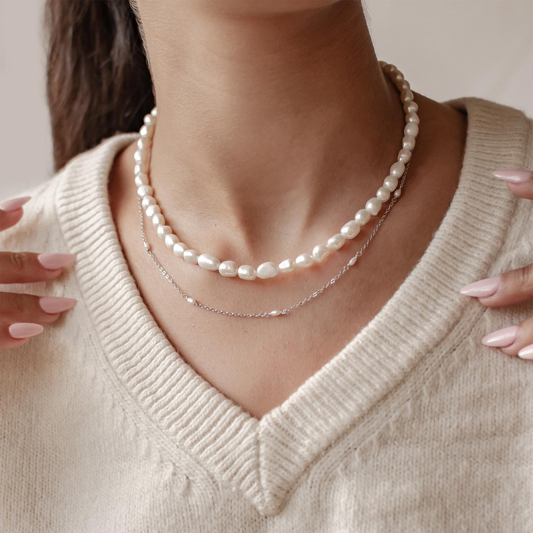 Double Grace Perlenketten Set aus Sterlingsilber