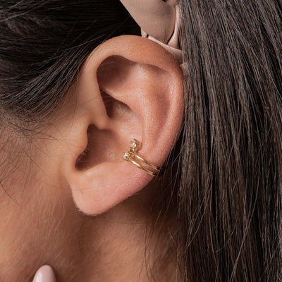 Ear Cuff Double Bande Éclat Sterling Argent