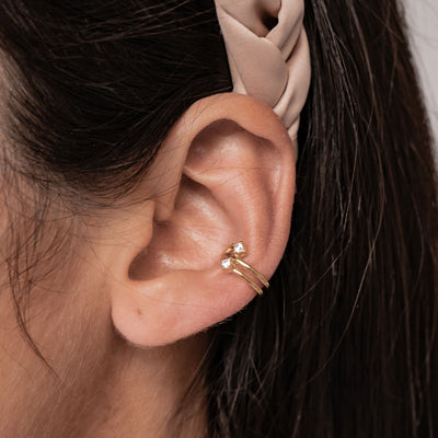 Ear Cuff Double Bande Éclat Sterling Argent
