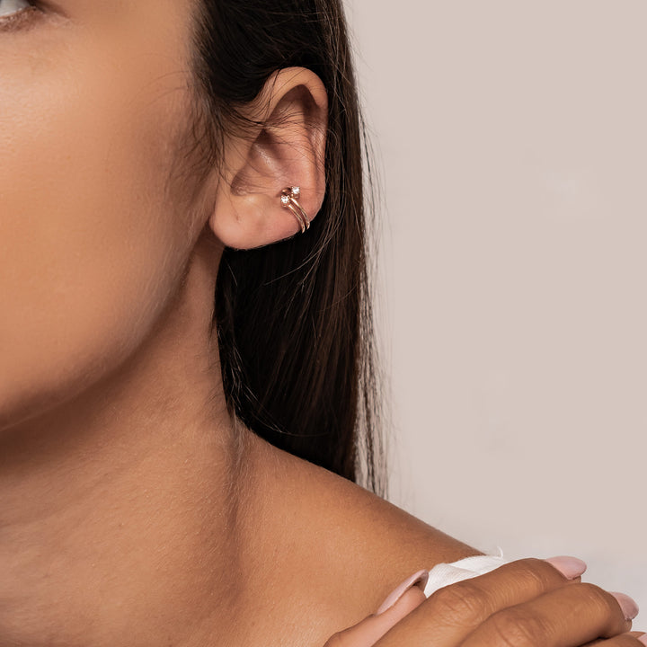 Ear Cuff Double Bande Éclat Argent Sterling