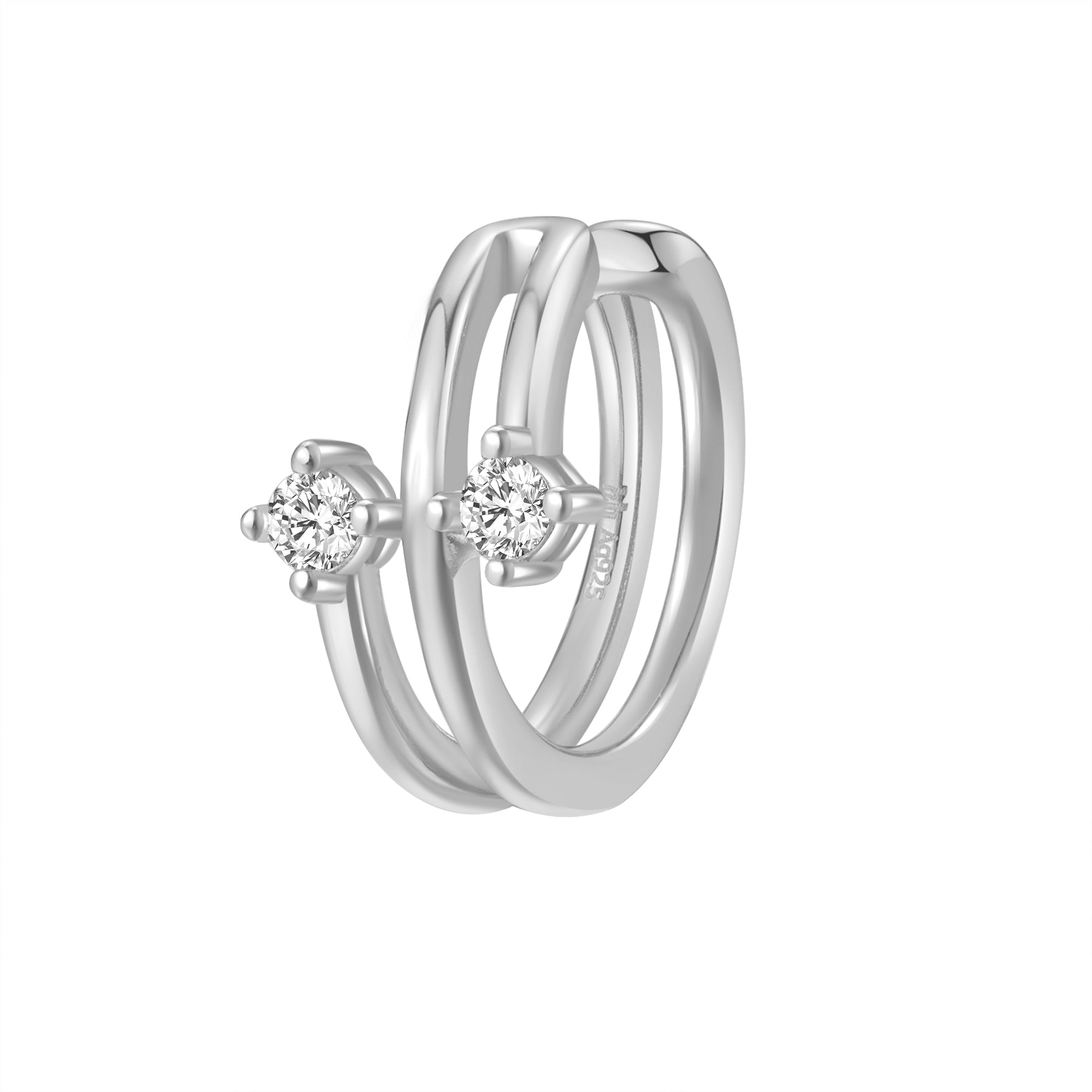 Double Sparkle Band Ear Cuff Sterling Silver