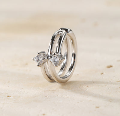 Ear Cuff Double Bande Éclat Sterling Argent