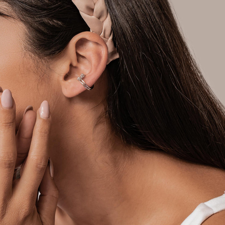 Ear Cuff Double Bande Éclat Argent Sterling