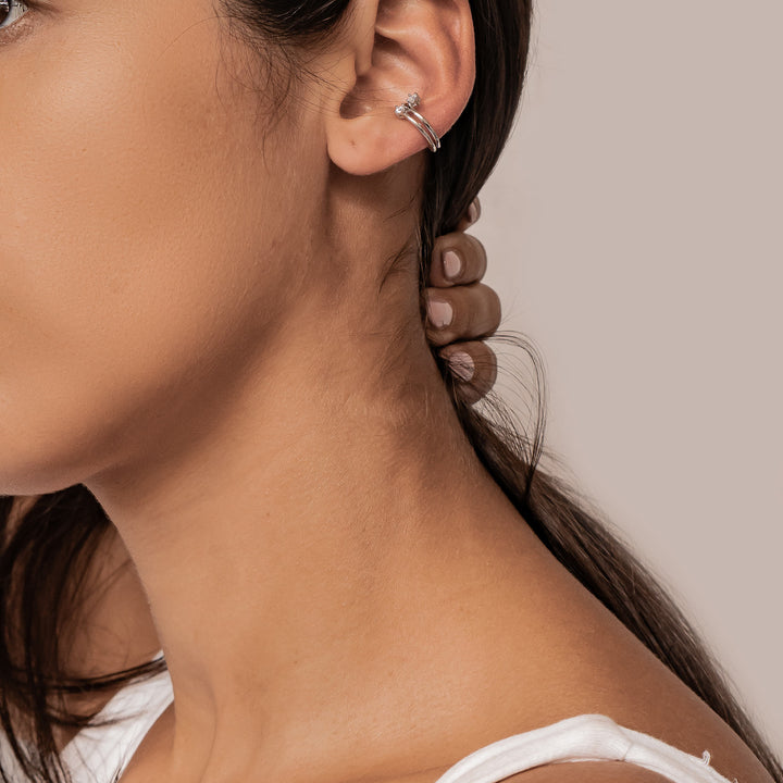 Ear Cuff Double Bande Éclat Argent Sterling