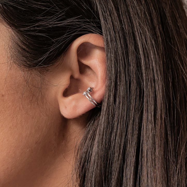 Ear Cuff Double Bande Éclat Argent Sterling
