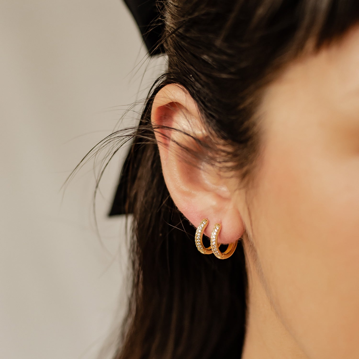 Boucles d’Oreilles Créoles Pierre Claire Double Sterling Argent