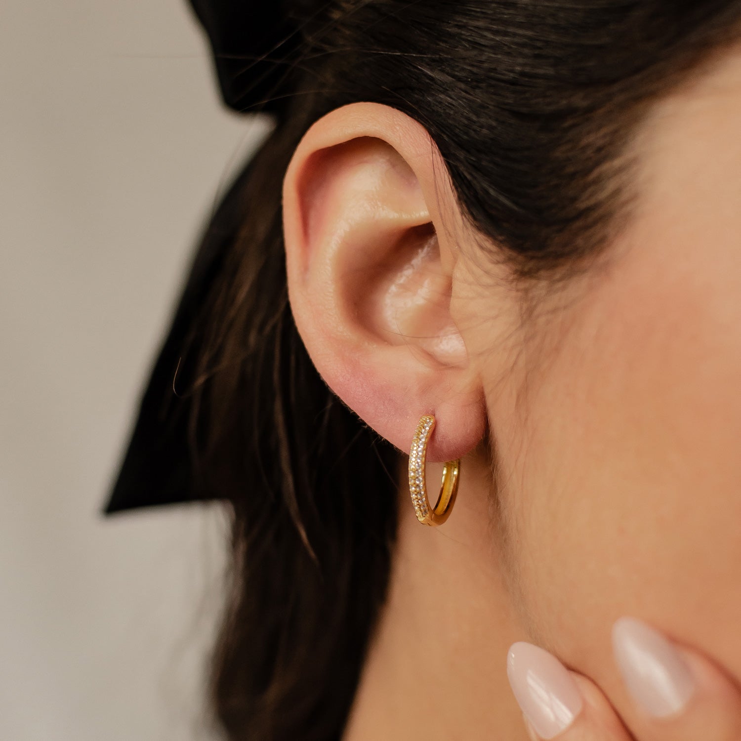 Boucles d’Oreilles Créoles Pierre Claire Double Sterling Argent