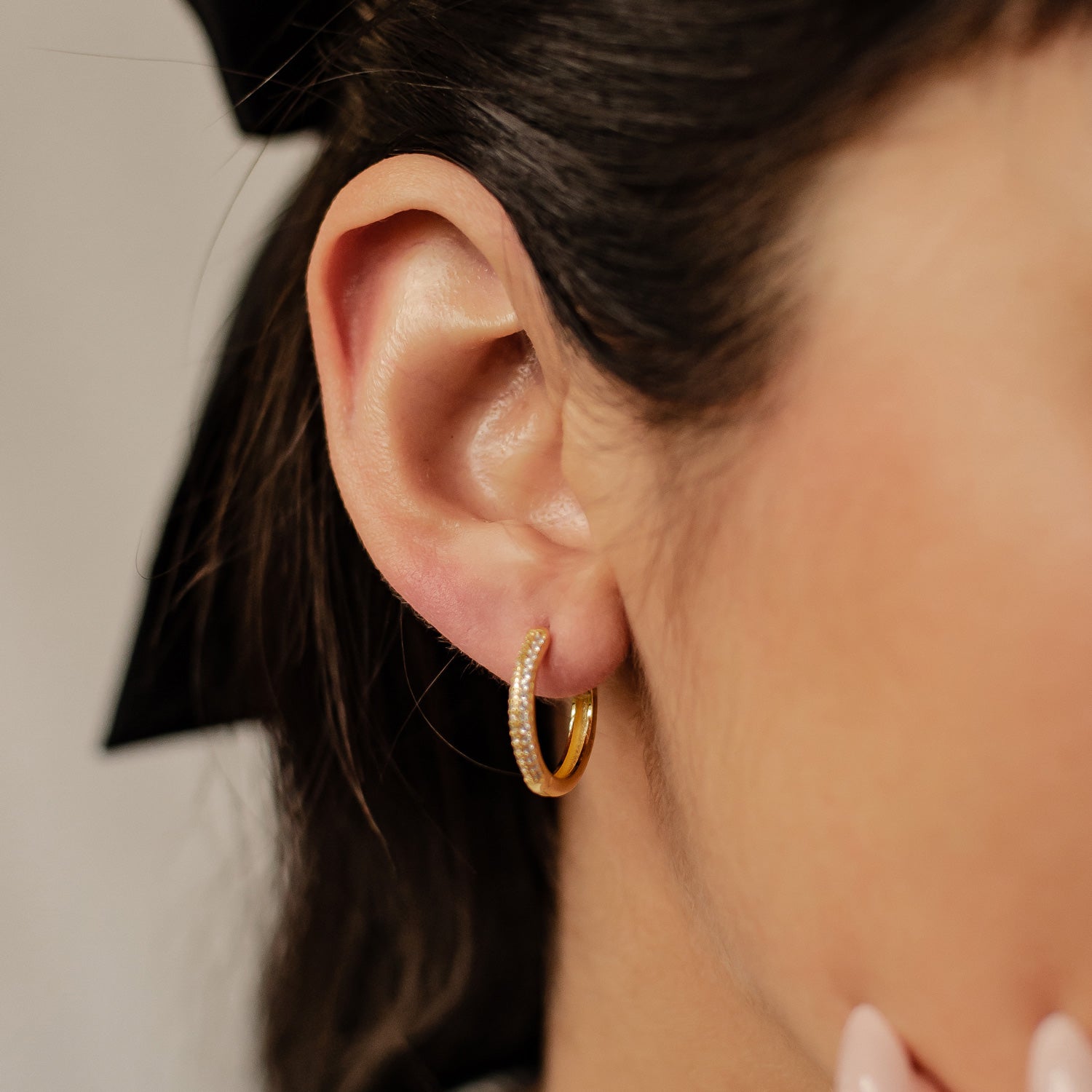 Boucles d’Oreilles Créoles Pierre Claire Double Sterling Argent