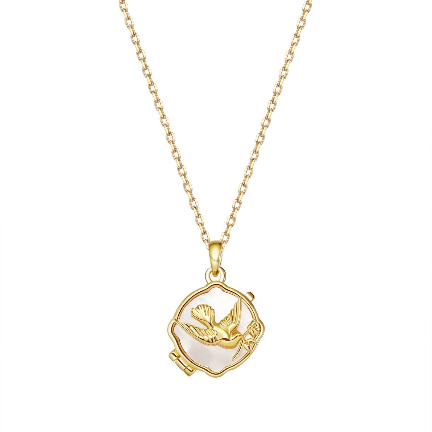 Collier Médaillon Colombe et Branche d’Olivier Sterling Argent
