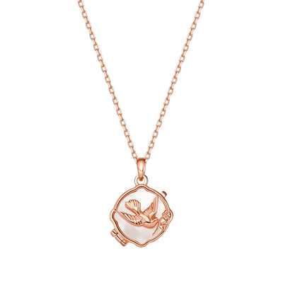 Collier Médaillon Colombe et Branche d’Olivier Sterling Argent