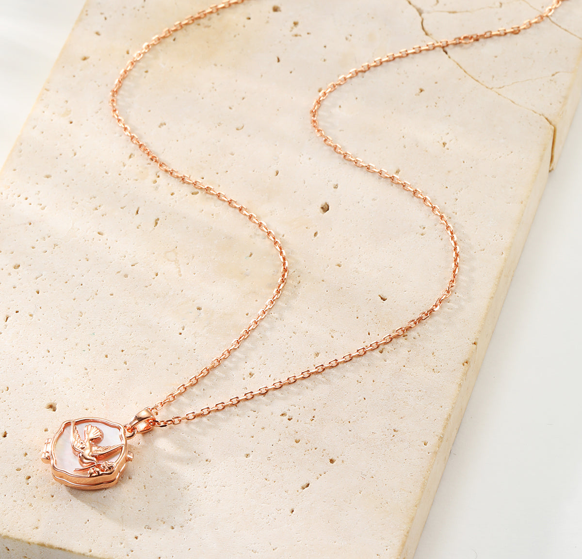 Tauben und Olivenzweig Medaillon Halskette 925 Sterling Silber