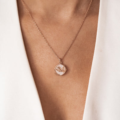 Collier Médaillon Colombe et Branche d’Olivier Sterling Argent