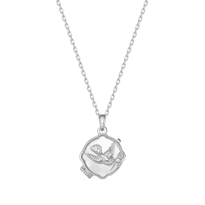 Collier Médaillon Colombe et Branche d’Olivier Sterling Argent