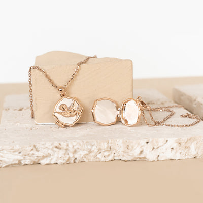 Dove & Olive Branch Locket Necklace Sterling Silver