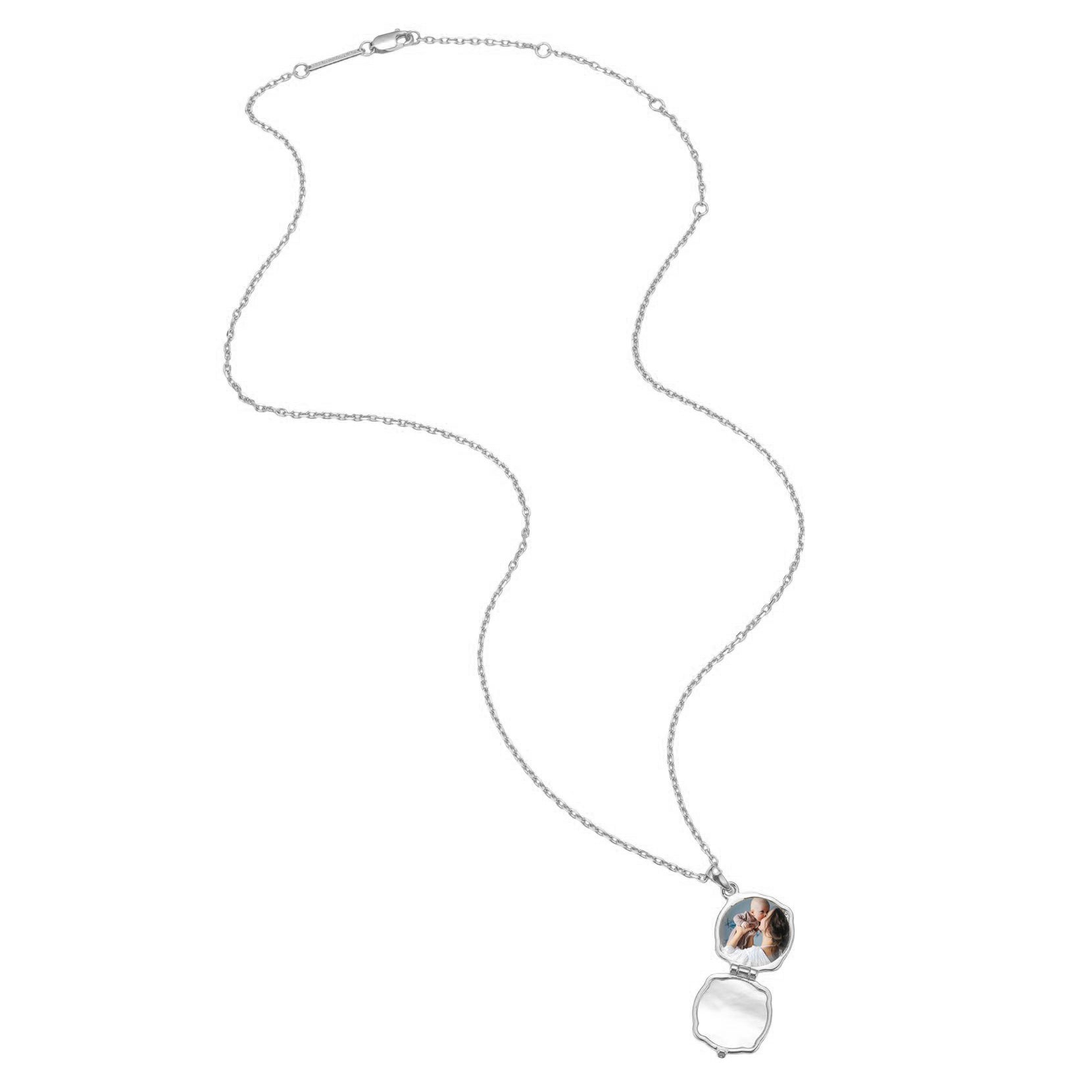 Tauben und Olivenzweig Medaillon Halskette 925 Sterling Silber