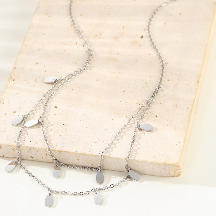 Drop Charm Layered Necklace Waterproof