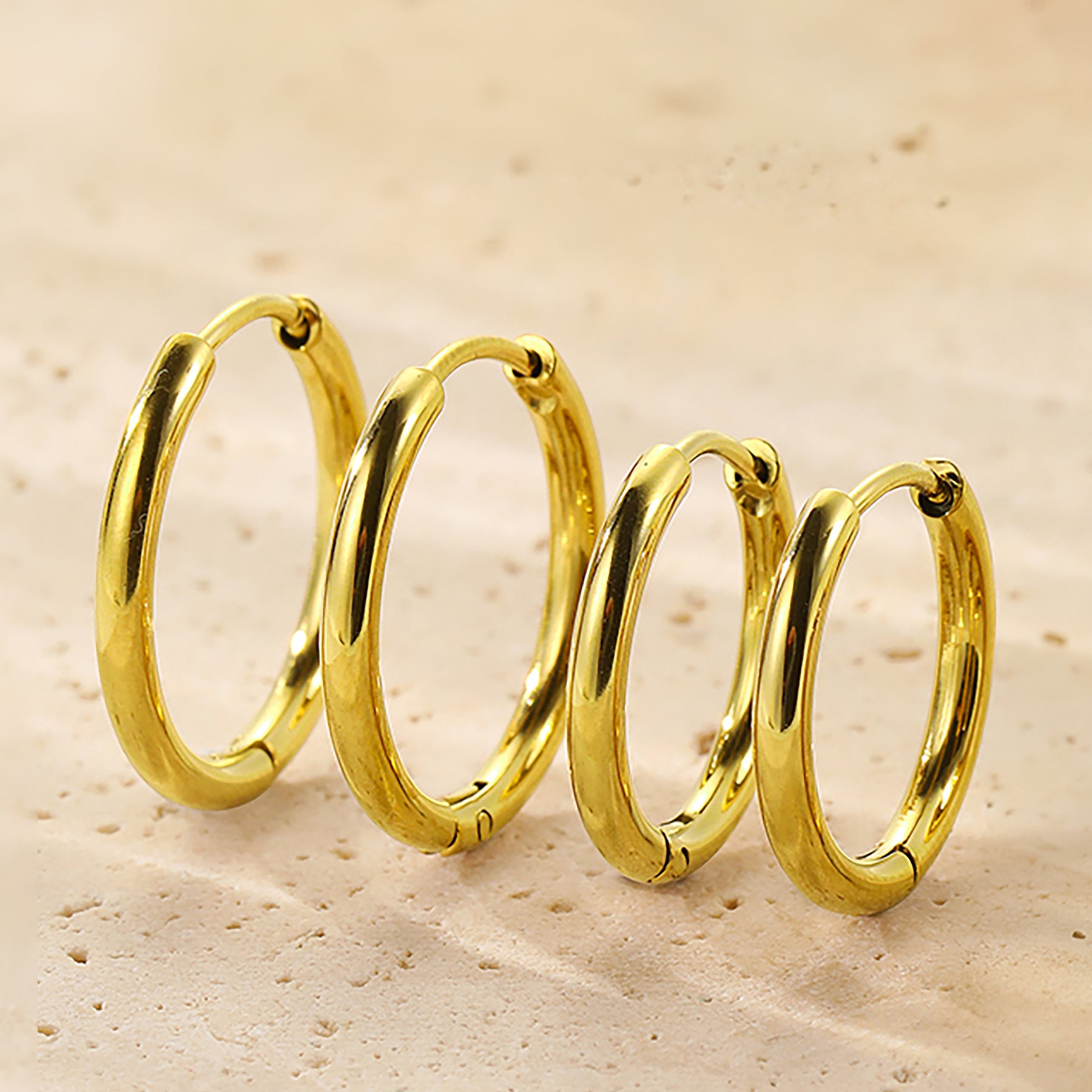 Duo Plain Hoop Earring Set Waterproof