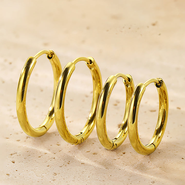 Set Boucles d’Oreilles Duo Créoles Simples Waterproof