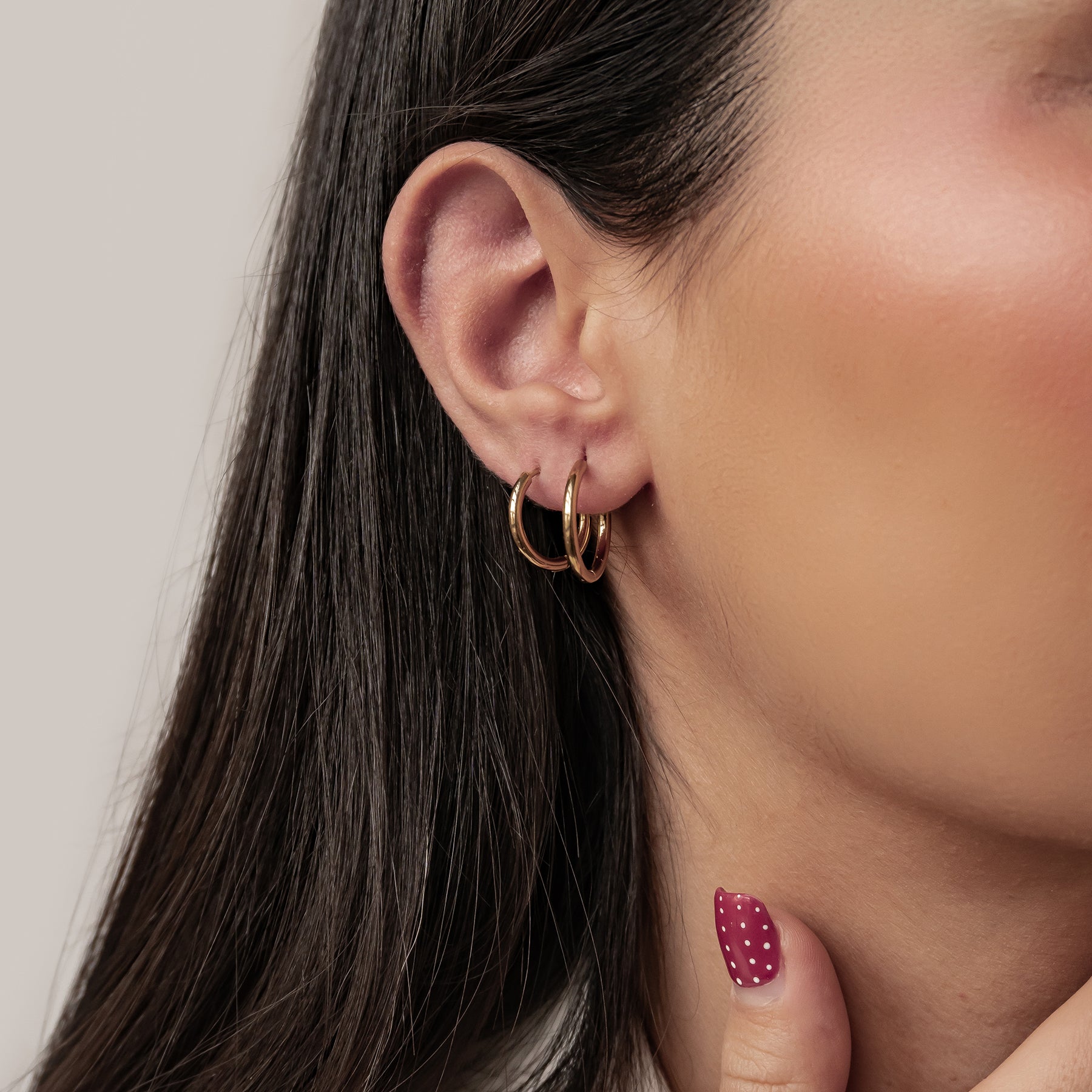 Duo Plain Hoop Earring Set Waterproof