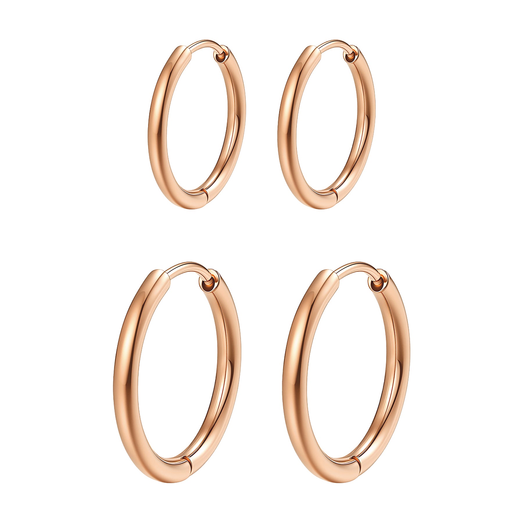 Duo Plain Hoop Earring Set Waterproof