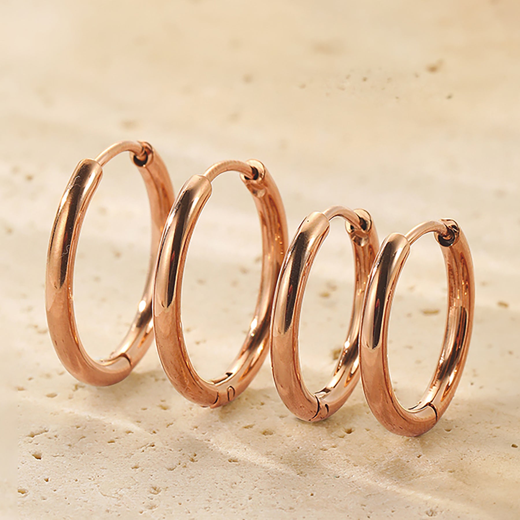 Duo Plain Hoop Earring Set Waterproof