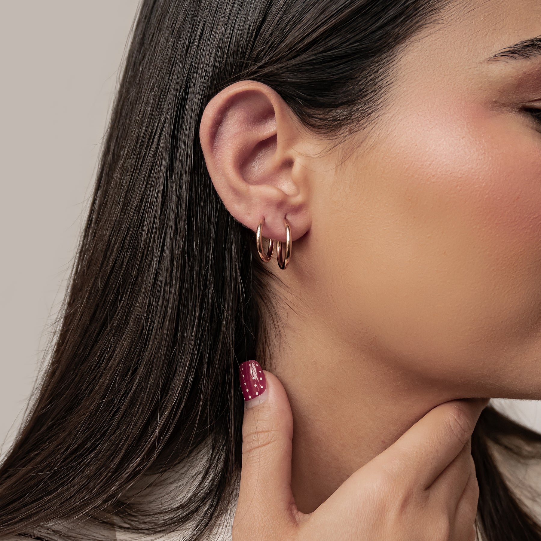 Duo Plain Hoop Earring Set Waterproof