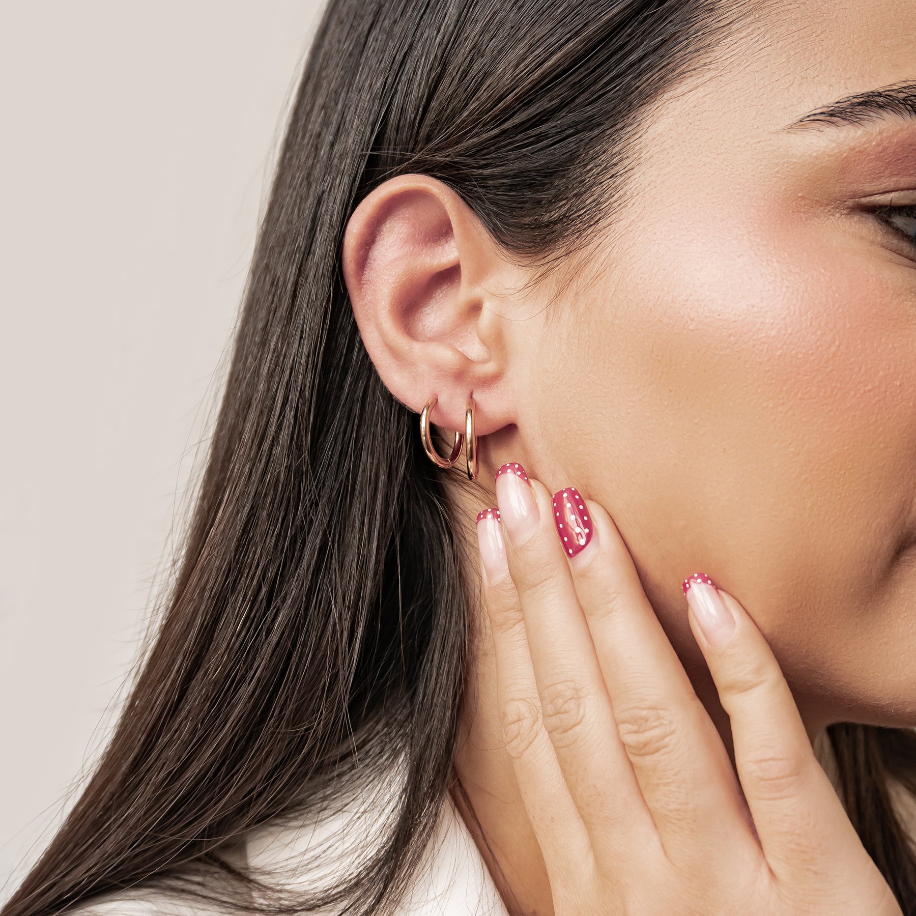 Duo Plain Hoop Earring Set Waterproof