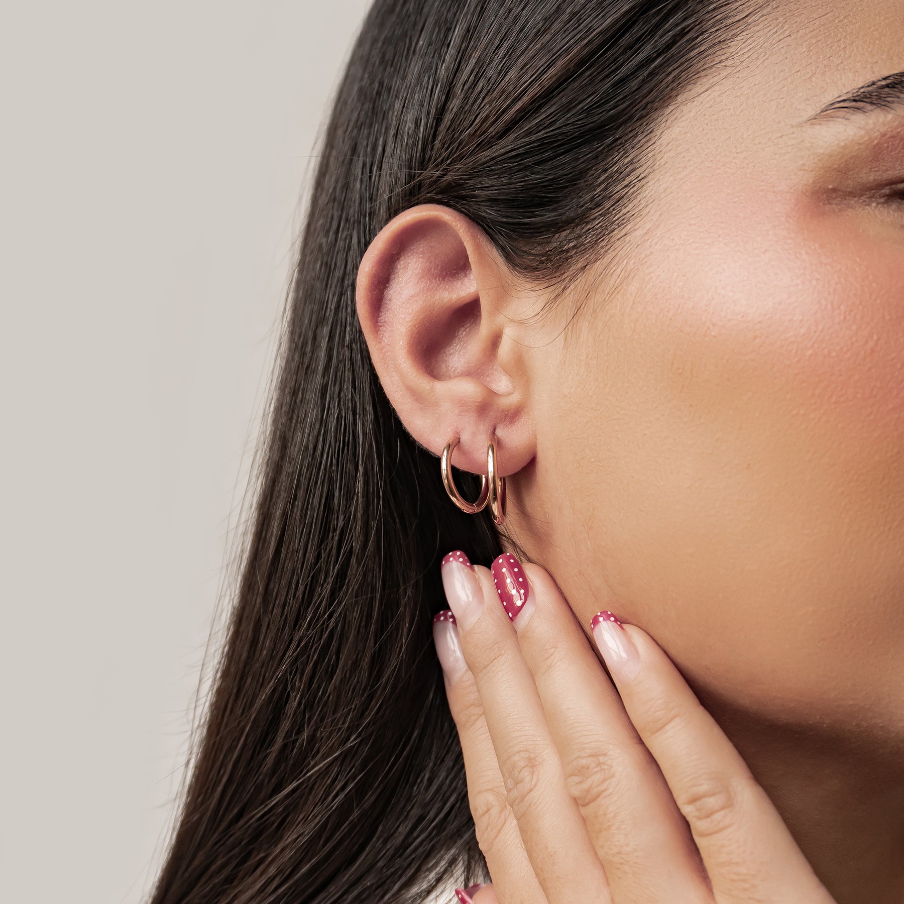 Duo Plain Hoop Earring Set Waterproof