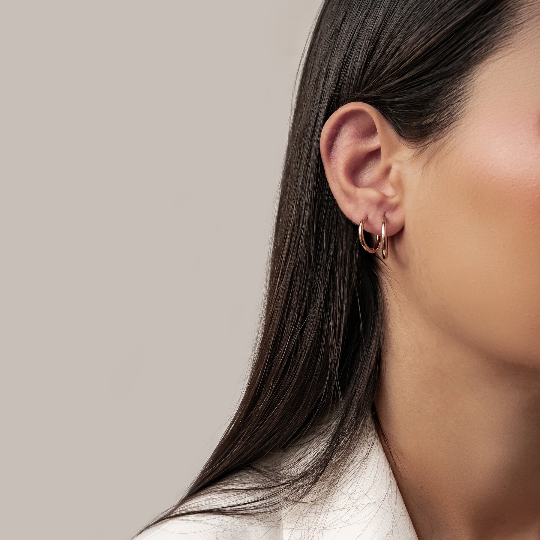 Duo Plain Hoop Earring Set Waterproof