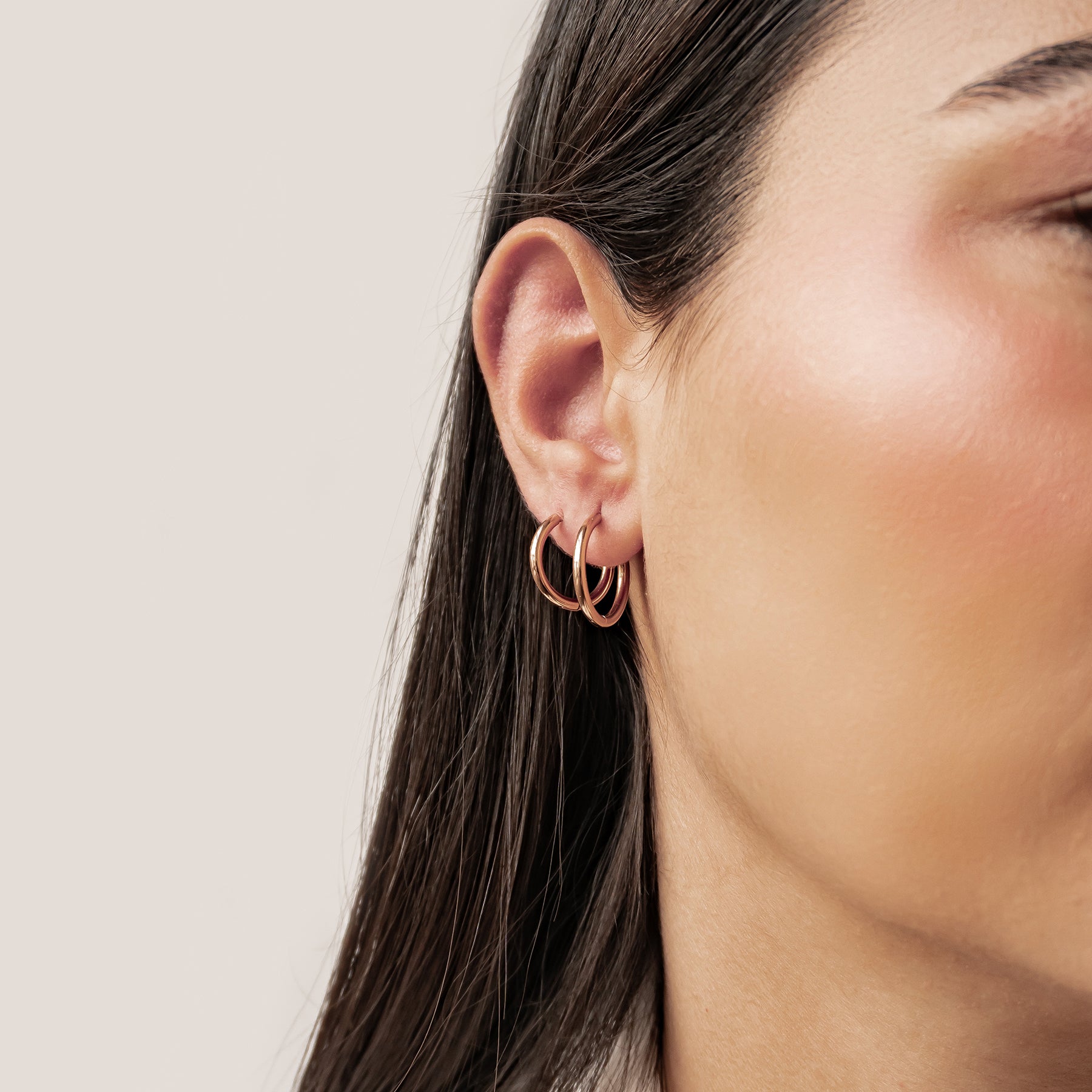 Duo Plain Hoop Earring Set Waterproof