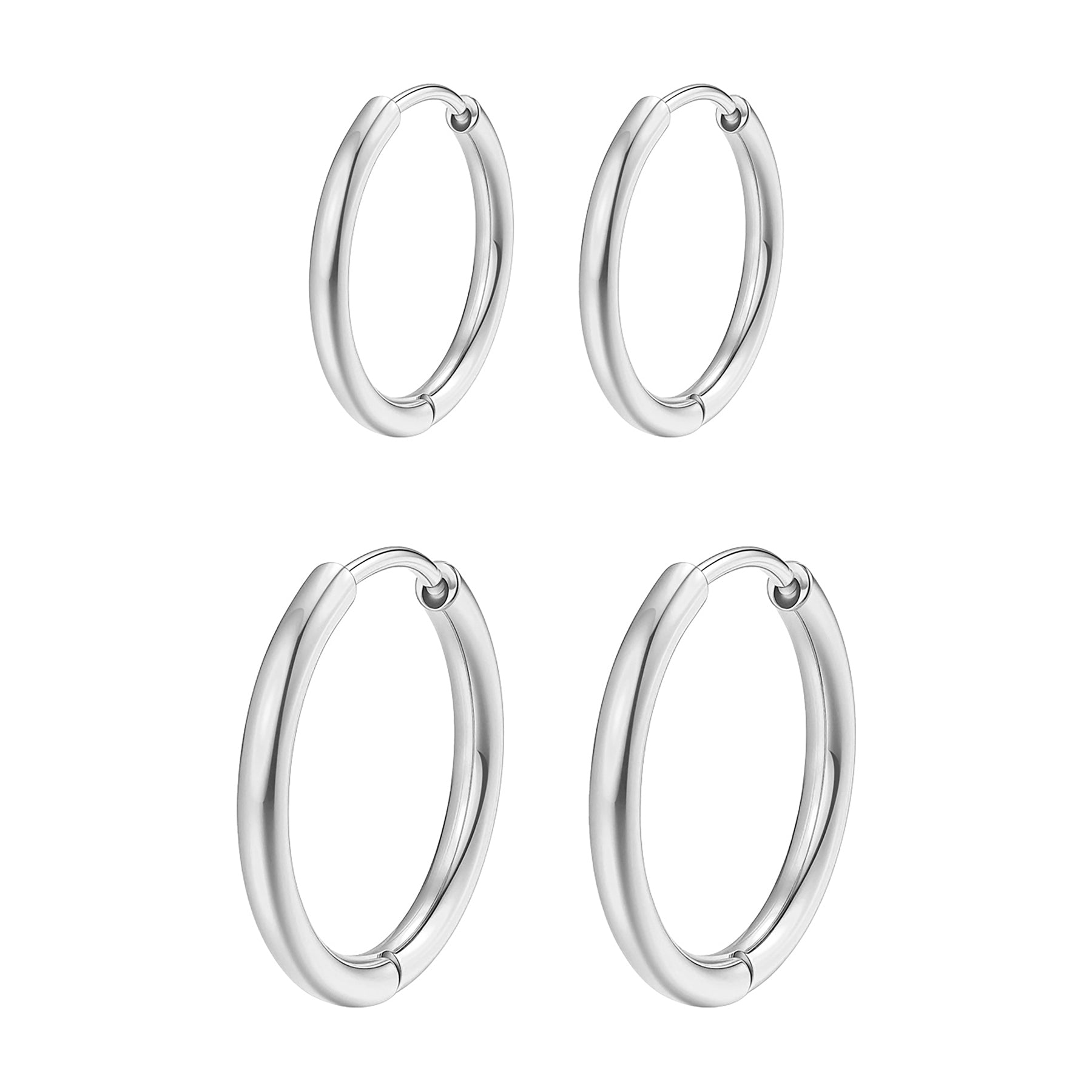 Duo Plain Hoop Earring Set Waterproof